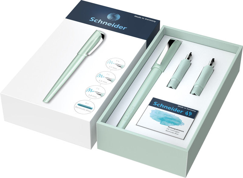 Schneider AG Schneider Callissima Kalligrafie Set – Bandzug 1,1/1,5/1,8 mm – für Rechts- & Linkshänder – Mint, Bermuda Blau