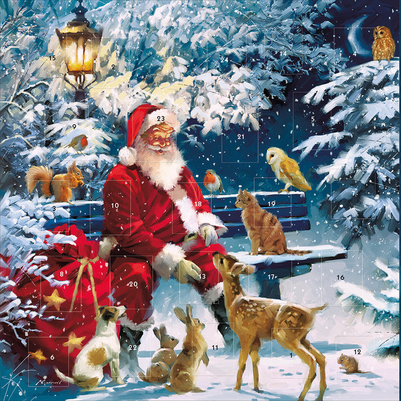 Caltime Adventskalender Waldbesuch, Karton, Mehrfarbig, 21,3 × 21,3 cm – eco:plus