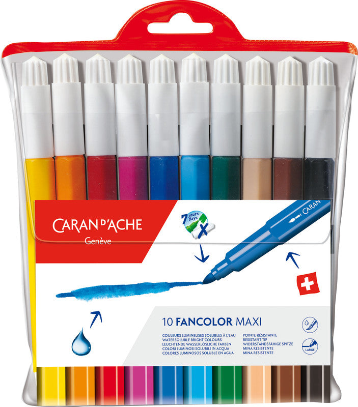 Caran d-Ache Fasermaler Fancolor Maxi, Strichbreite 5 mm, auswaschbar, 10 Farben