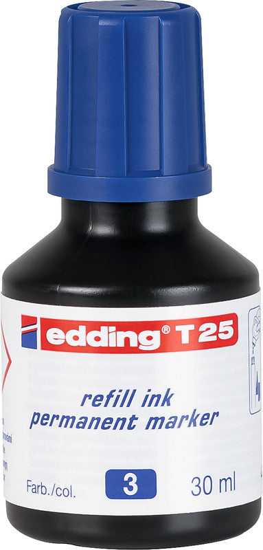 Edding Nachfüllfarbe für Edding Permanent Marker – Blau, wasserfest, lichtbeständig, geruchsarm, 30 ml