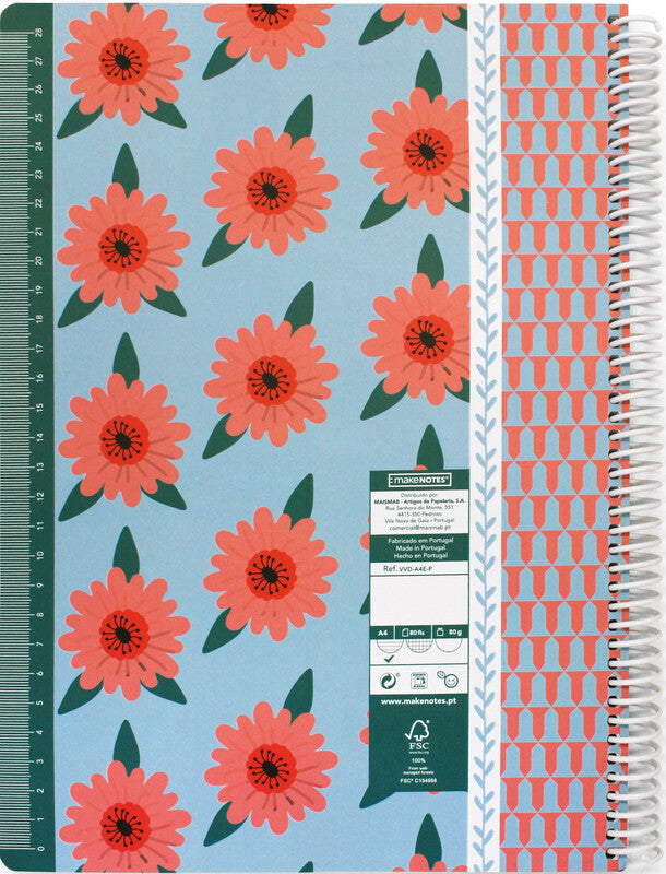 Makenotes Spiralheft – A4 – Liniert – 160 Seiten – 80 g/m² – Spiralbindung, Abgerundete Ecken, Mehrfarbig
