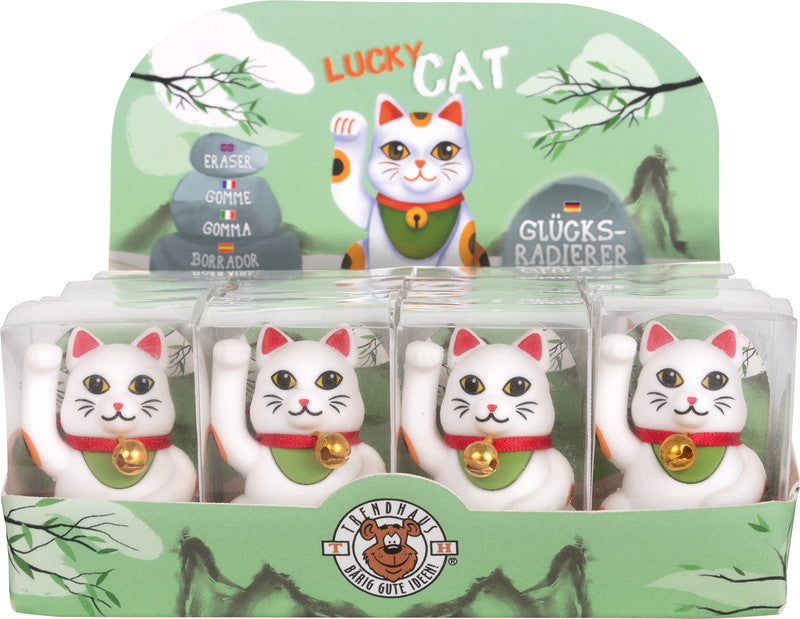 Trendhaus Radierer Lucky Cat – für Bleistifte – 27 × 41 × 25 mm – Kunststoff – mehrfarbig