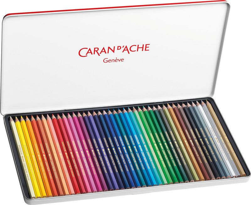 Caran d-Ache Caran d'Ache Aquarellfarbstifte Swisscolor Aquarelle – 40 Farben, im Metalletui, Ø 2,8 mm, FSC