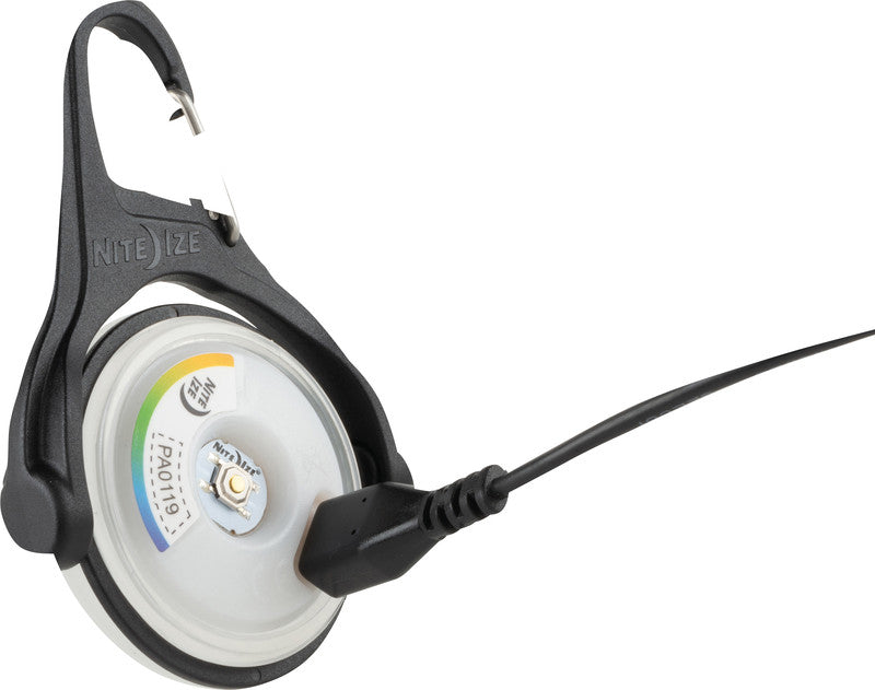 Nite Ize Radiant Disc-O Select LED-Aussenleuchte – spritzwassergeschützt, Akku, Micro-USB, 5 Lichtmodi