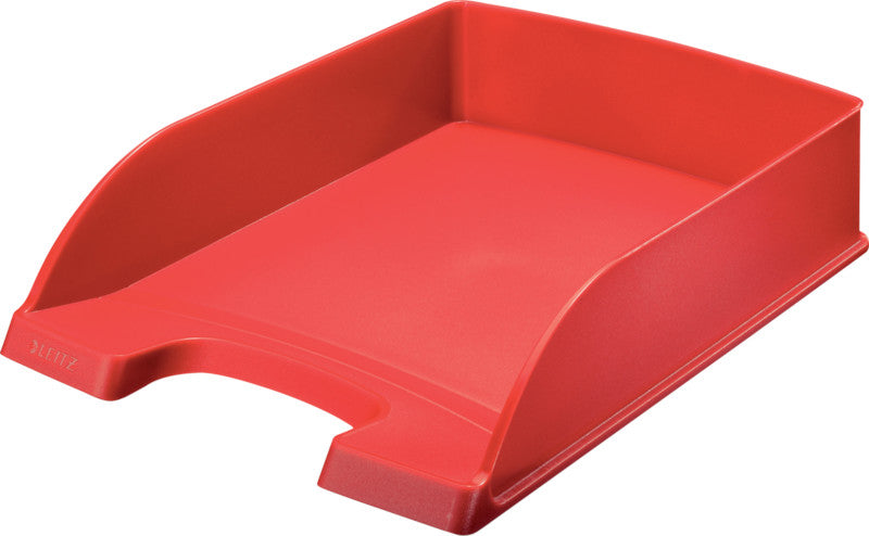 Leitz Stapelbarer Briefkorb mit Griffausschnitt, Beschriftungsfeld, matt, rot, B 255 × H 70 × T 357 mm