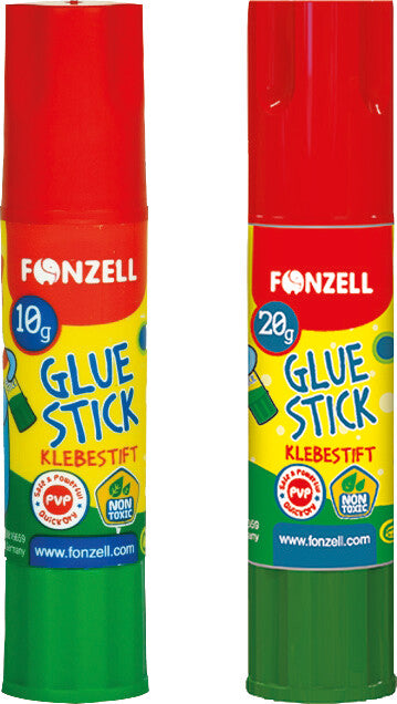 Fonzell Klebestift – permanent, transparent, lösemittelfrei, 10 g, für Papier, Fotos, Stoff und mehr