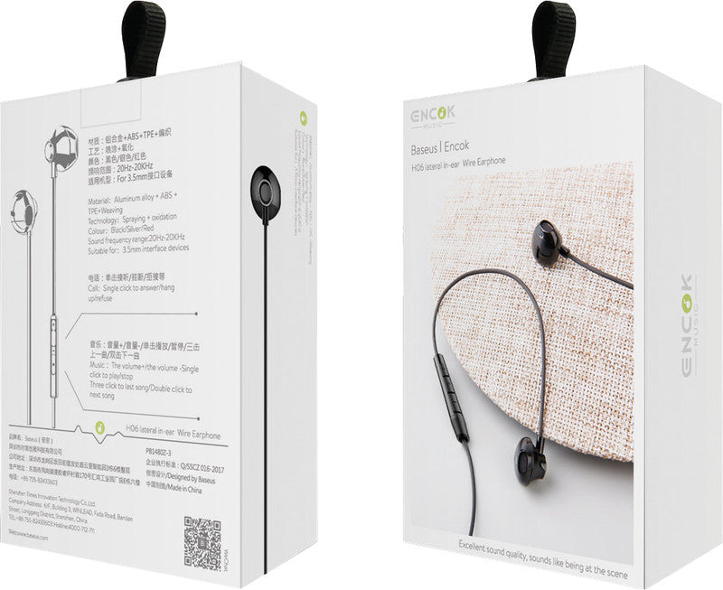 Baseus Encok H06 – In-Ear Headset – 3,5 mm Klinke, 1,2 m Kabel – Schwarz