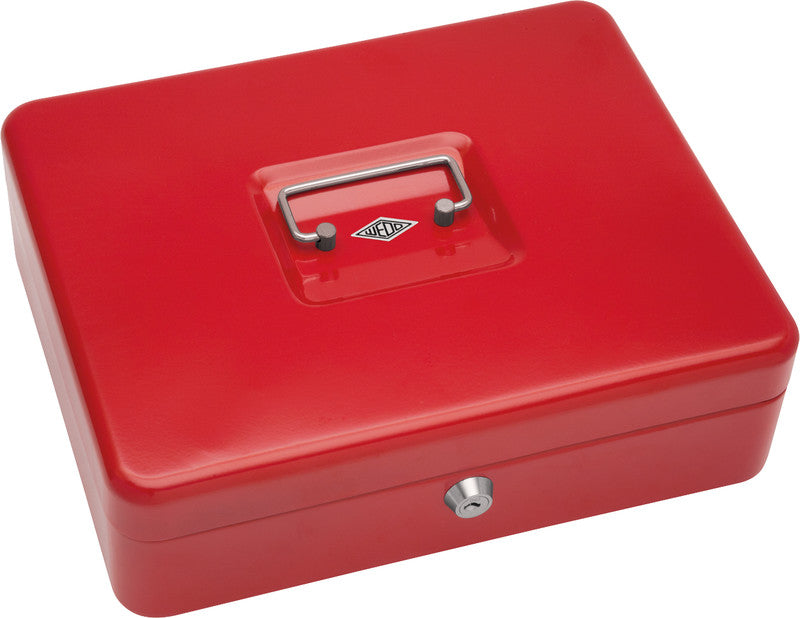 Wedo Geldkassette – mit Schlüssel – 30 × 24 × 9 cm – Rot – Stahl