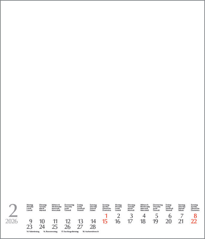 Korsch Bastelkalender 2026 – 30 × 35 cm – mit Tagesfeldern, mit Aufhänger