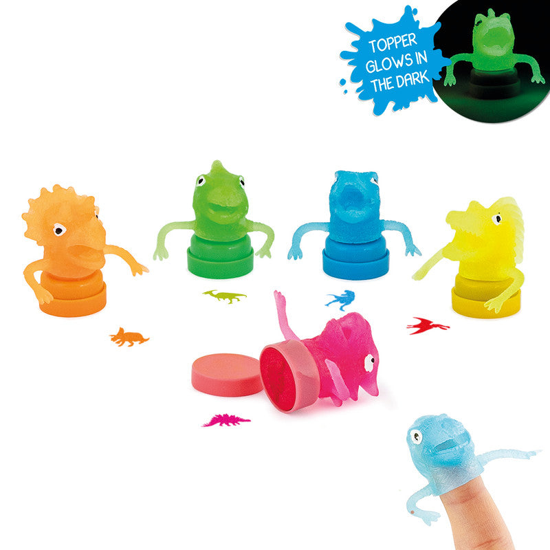 Trendhaus Motivstempel-Set – Hey Dino, selbstfärbend, 5 Motive, Ø 26 mm, Kissentränkung sortiert