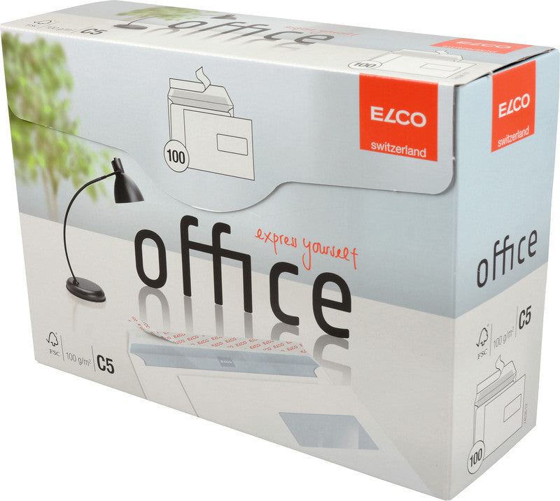 Elco Couvert C5, Fenster rechts, Haftklebung, hochweiss, 100 g/m², mit Innendruck – 100 Stk.
