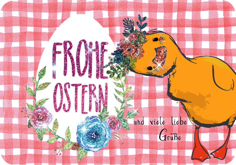 Kurt eulzer Ostergrusskarte (Ente) – 105 × 150 mm – Text DE, Karton