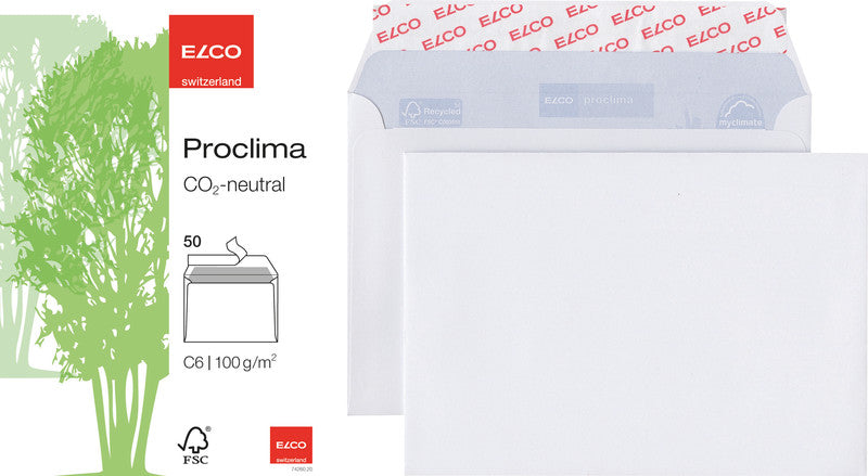 Elco Couvert C5 (229 × 162 mm), ohne Fenster, selbstklebend (Optifix), weiss, 100 g/m², Papier – 25 Stk.