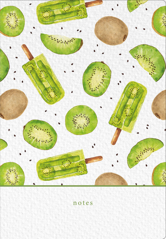 Natur verlag Notizbuch – A5 – 80 g/m² – gebunden, abgerundete Ecken, Lesebändchen, Kiwi-Muster, FSC