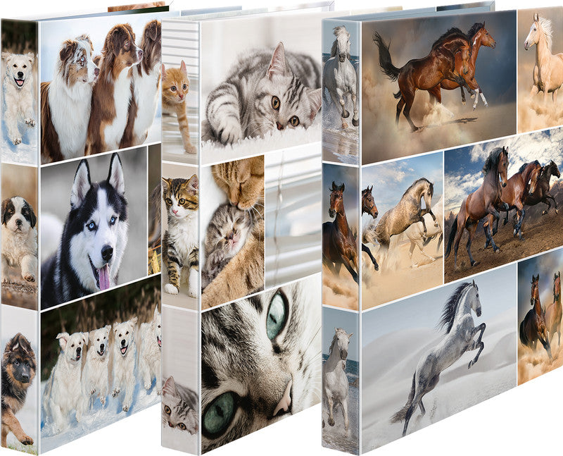 HERMA Zeigebuch Animals – A4 Hochformat – 2-Ring Bügelmechanik, Rücken 35 mm – Mehrfarbig, Karton, mit Niederhalte