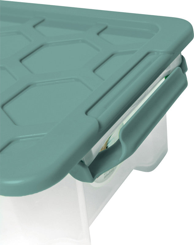 Rotho Aufbewahrungsbox Evo Safe – Kunststoff, transparent/grün, 39,3 × 16 × 28,3 cm
