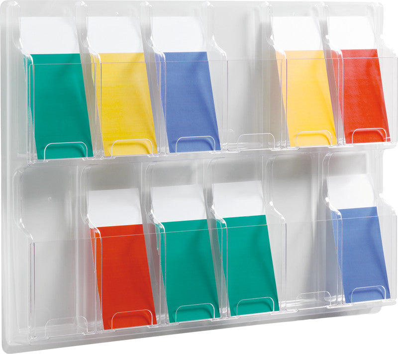 Helit Wandprospekthalter – 766 × 520 mm, transparent, Kunststoff, für Format A5/A6