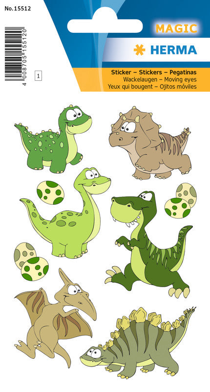 HERMA Schmucketiketten – Dinokinder – 9 Stück – permanent – mehrfarbig – 84 × 120 mm