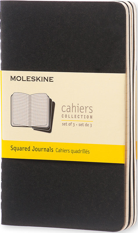 Moleskine Notizheft, 90 × 140 mm, kariert, Fadenheftung, Karton, 64 Seiten, 70 g/m² – schwarz, 3er-Pack