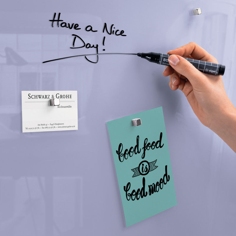 Sigel Whiteboard – 48 × 48 cm, Glas, magnetisch, Wandmontage, inkl. Magnete, Montagesatz
