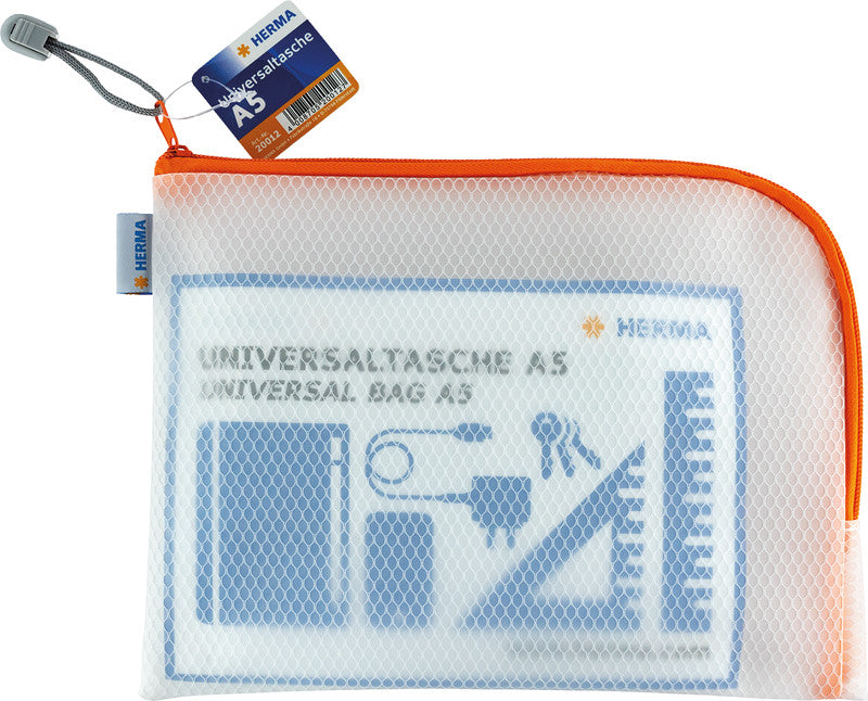 HERMA Reissverschlusstasche – 260 × 200 mm, Kunststoff, Orange – 1 Stück