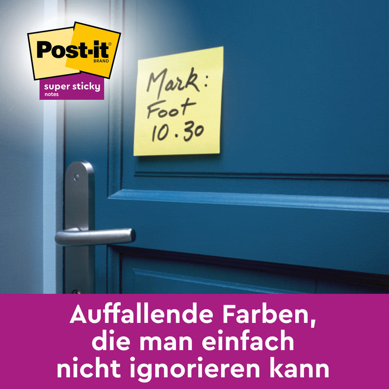 Post-it Super Sticky Haftnotizen – 76×76 mm – gelb, 18×70 Blätter, PEFC