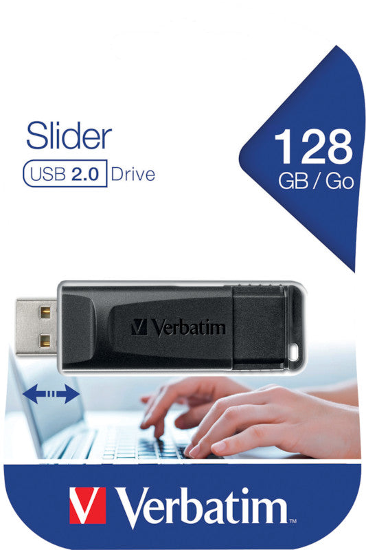 Verbatim Slider USB-Stick – 128 GB, USB 2.0, schwarz