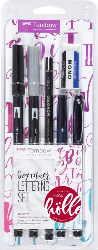 Tombow Handlettering-Set – 2 ABT Dual Brush Pens, Fudenosuke, Mono Twin, Bleistift 3H, Radierer