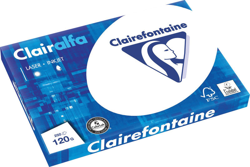 Clairefontaine Kopierpapier – A3, 120 g/m², hochweiss – für Inkjet/Laser/Kopierer – FSC – 250 Blatt