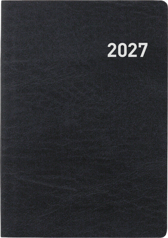 Biella Taschenagenda – 1 Woche/2 Seiten, gebunden, 7,6 × 11 cm, 2027, schwarz, FSC