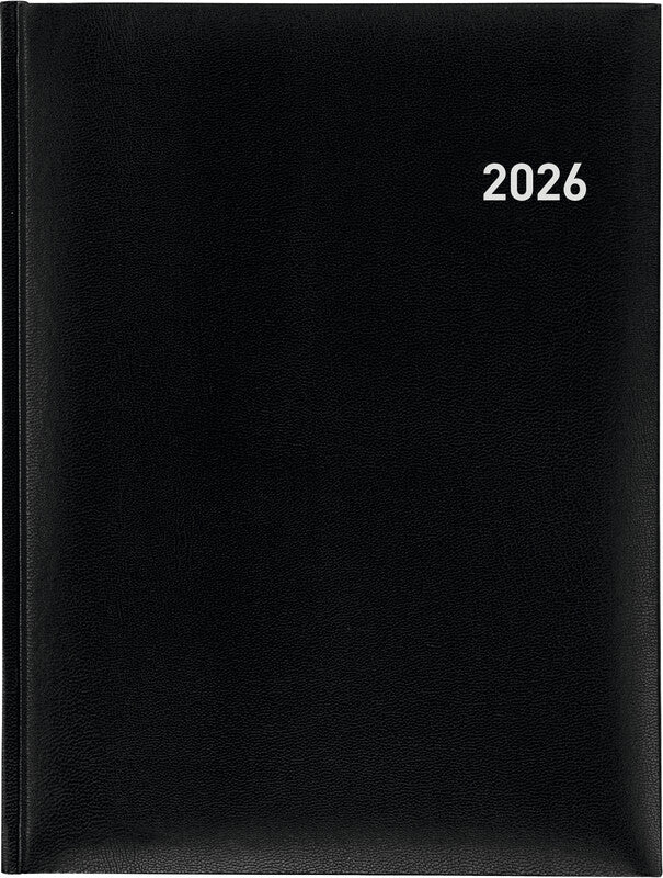 Biella Orario Agenda – 1 Woche/2 Seiten, gebunden, 17,5 × 23,5 cm, Jan–Dez, 2026, mehrsprachig, schwarz, FSC