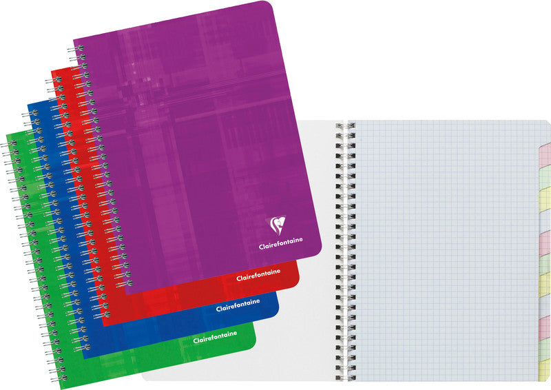 Clairefontaine Spiralheft, 175 × 220 mm, 5 mm kariert, 120 Seiten, 90 g/m² – sortiert