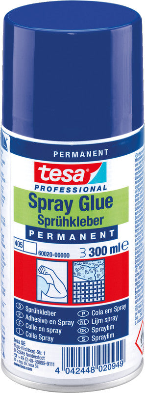 TESA Sprühkleber – permanent, transparent, tropffrei, 300 ml, für Papier, Karton, Filz und mehr