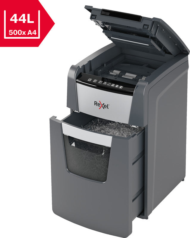 Rexel Optimum AutoFeed+ 130M – Aktenvernichter mit Autofeed 130 Blatt, DIN P-5, Mikroschnitt 2 × 15 mm, 6 Blatt