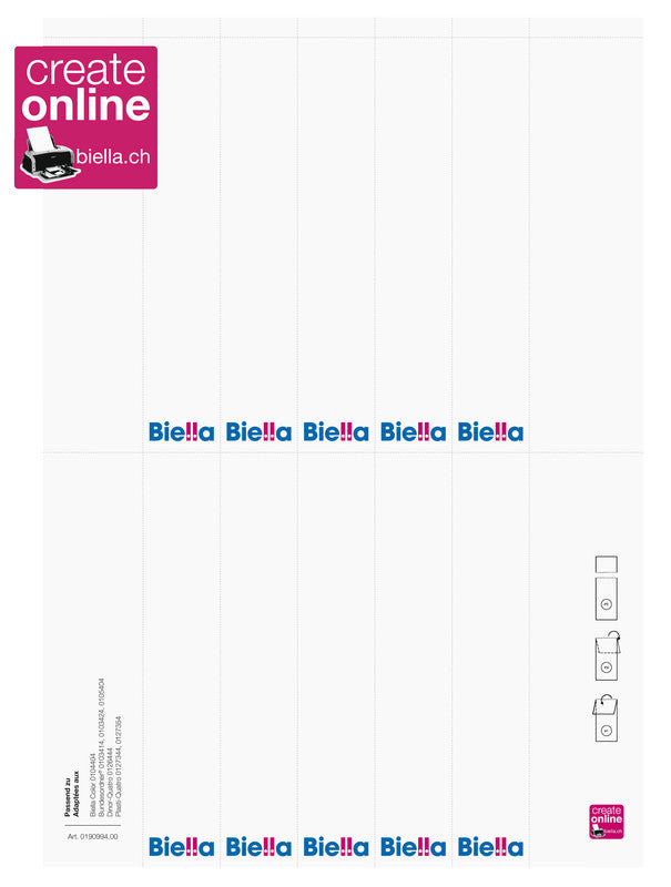 Biella Endlos-Kartonschilder (nicht klebend), 27 mm × 145 mm, weiss, für Bundesordner und andere