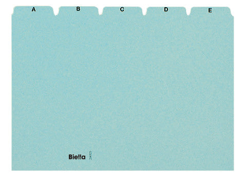 Biella Karteikarte A5 Querformat, Fahnen A–Z, Blau, 450 g/m², Karteikarton – 25 Stück