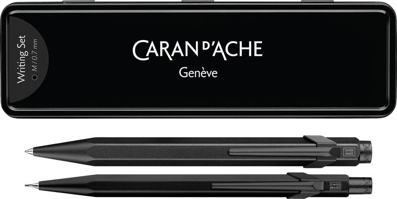 Caran d-Ache Caran d'Ache Premium Black Code Schreibset – Kugelschreiber & Druckbleistift, 0,7 mm – Schwarz – 2-teilig