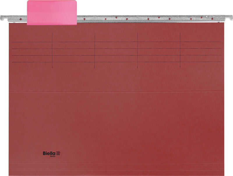 Biella Hängeordner für A4 – Karton, Rot, 320 × 250 mm, mit Vordruck