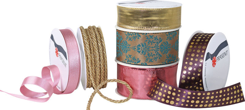Präsent Geschenkband – Christmas Trends (Weihnachten) – Seide, sortiert, 4 Breiten, verschiedene Längen