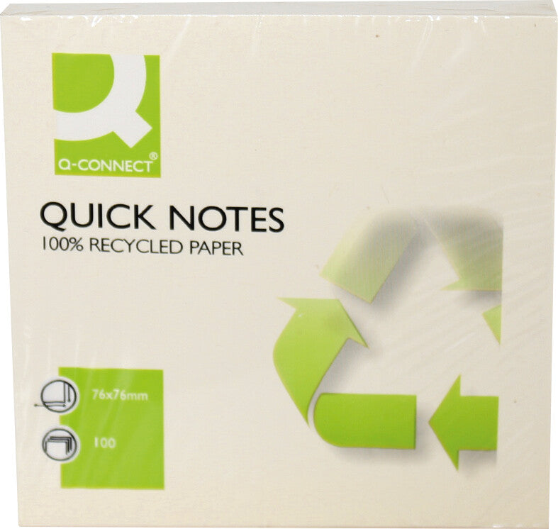 Q-Connect Haftnotizen – 76×76 mm – Gelb, 100 Blatt, Recyclingpapier