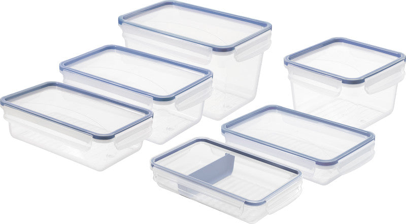 Rotho Kühlschrankdose Clic & Lock – 1 l – rechteckig mit Trennsteg – 23,9 × 5 × 16 cm – transparent