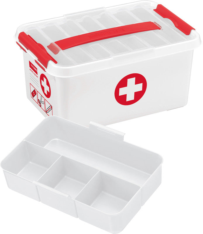 Helit die q-line Aufbewahrungsbox 6 l – mit Tragegriff, stapelbar, 300 × 145 × 200 mm, weiss, Kunststoff