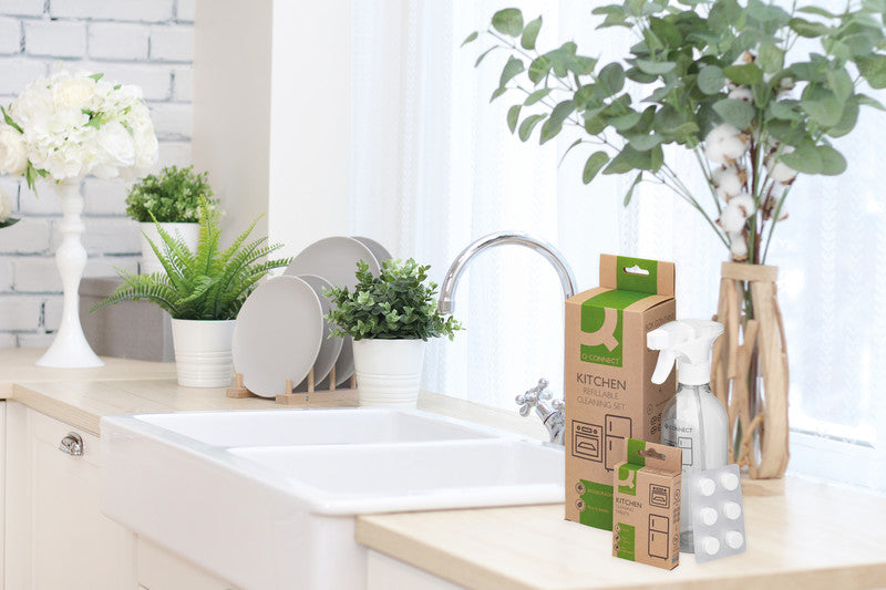Q-Connect – Küchenreiniger Starterset – Flasche 500 ml + 6 Tabs