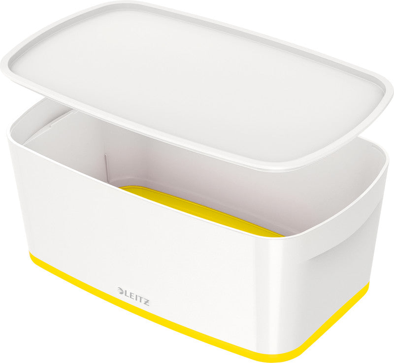 Leitz Aufbewahrungsbox – Kunststoff, Weiss/Gelb, 31,8 × 12,8 × 19,1 cm