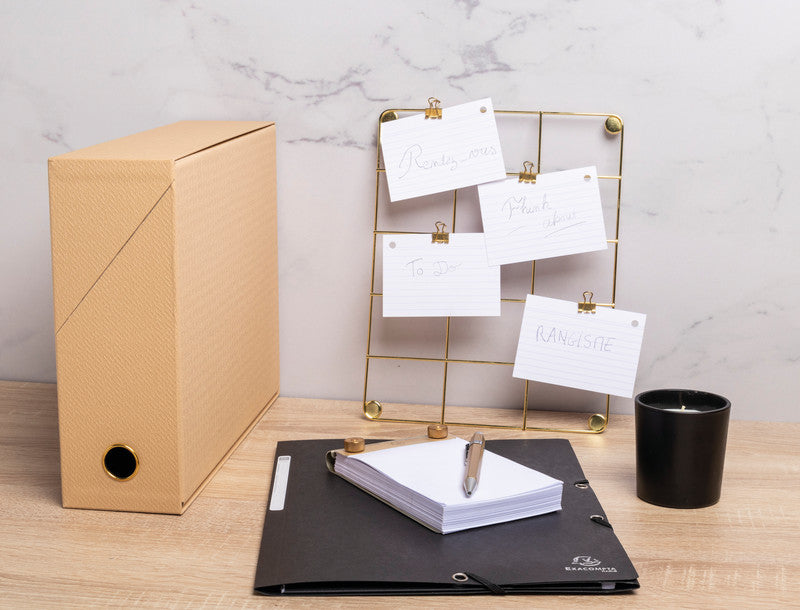Exacompta Office by Me Archivschachtel A4+ – mit Griffloch, 255 × 340 × 90 mm, beige, Karton