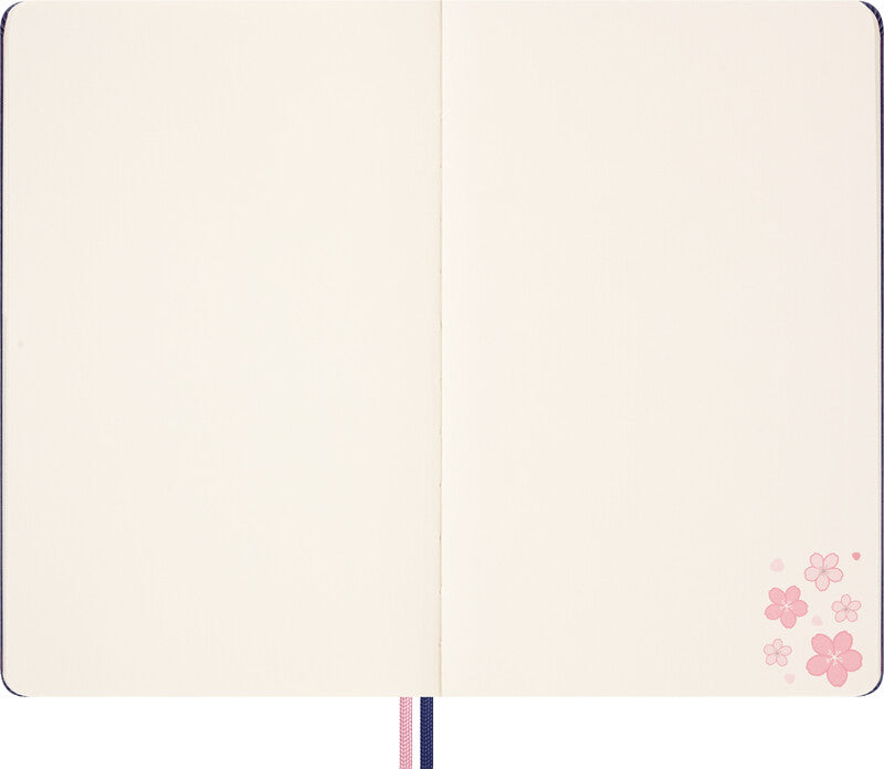 Moleskine Notizbuch Limited Edition Sakura, blanko, Leimbindung, Hardcover, 176 Seiten, 100 g/m² – blau