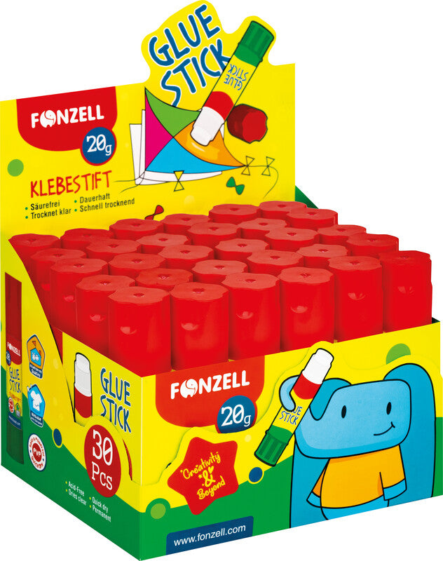 Fonzell Klebestift – permanent, transparent, lösemittelfrei, 20 g, für Papier, Fotos, Stoff u. a.