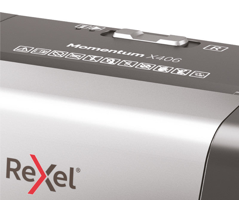 Rexel Momentum X406 – Aktenvernichter, DIN P-4, Partikelschnitt 4 × 28 mm, 6 Blatt, 15 l, A4