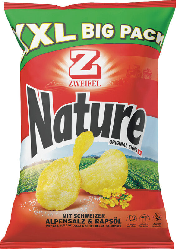 Zweifel Chips – Nature, vegan, glutenfrei, Beutel, 380 g
