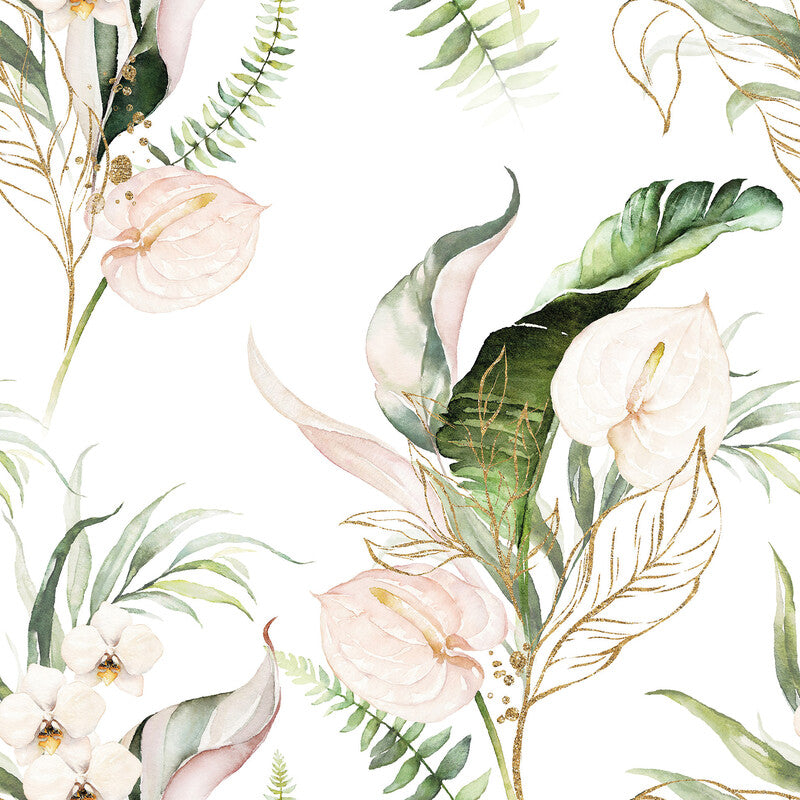 Fasana Servietten Weisse Blumen auf Weiss – 33 × 33 cm – 3-lagig, Tissue – 20 Stk., FSC
